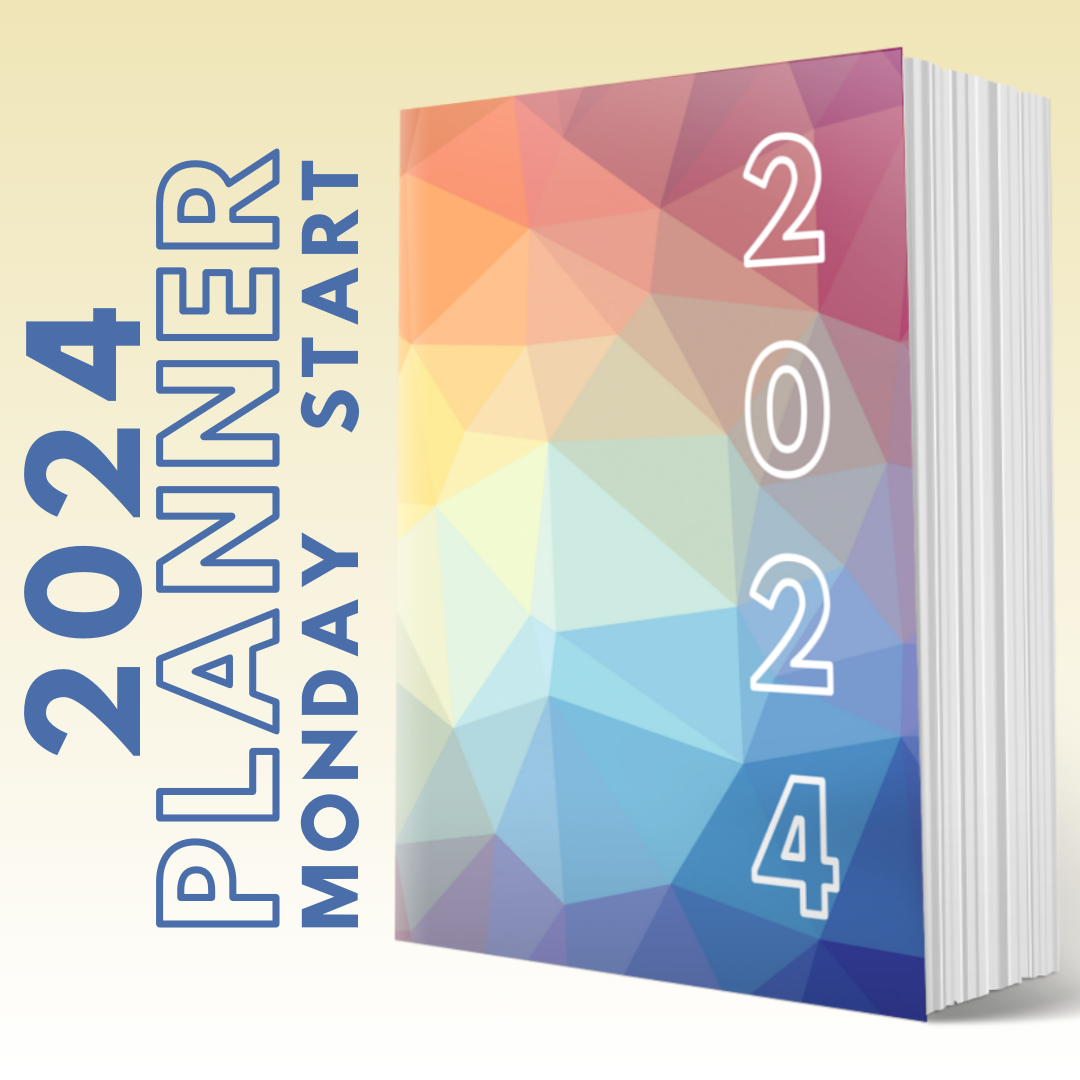 2024 MONDAY START- MY BRILLIANT WRITING PLANNER - Geometric Rainbow Cover