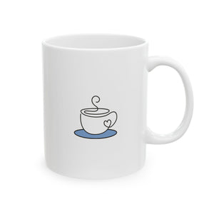First, we drink the tea then we write the books - Mug