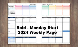 2024 MONDAY START- MY BRILLIANT WRITING PLANNER - Marble Cover