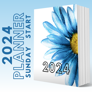 2024 SUNDAY START- MY BRILLIANT WRITING PLANNER - Blue Daisy Cover
