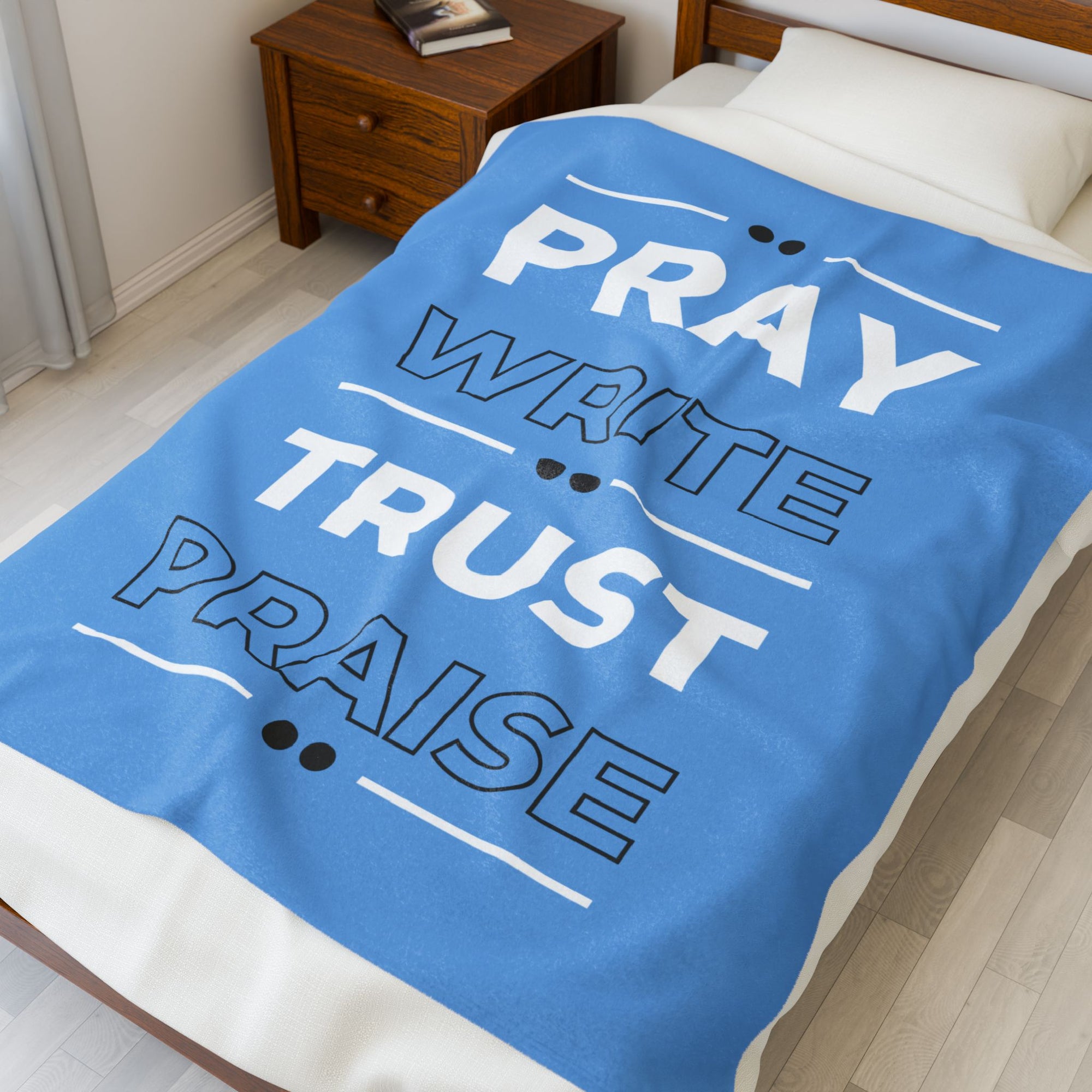 Pray-Write-Trust Praise - Velveteen Plush Blanket